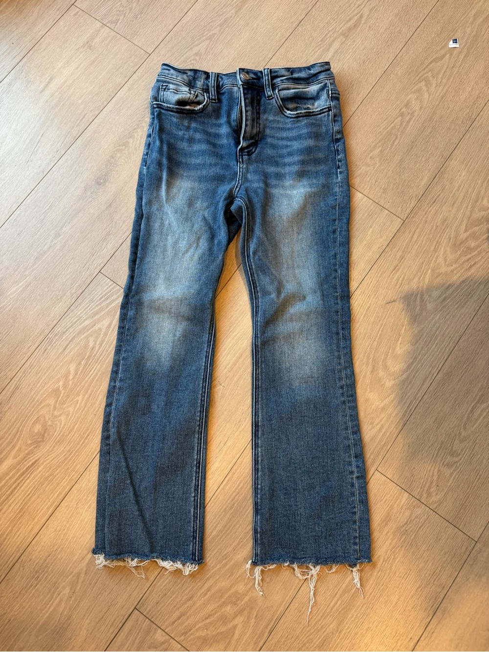 Women's Dark Blue Jeans with Raw Hem